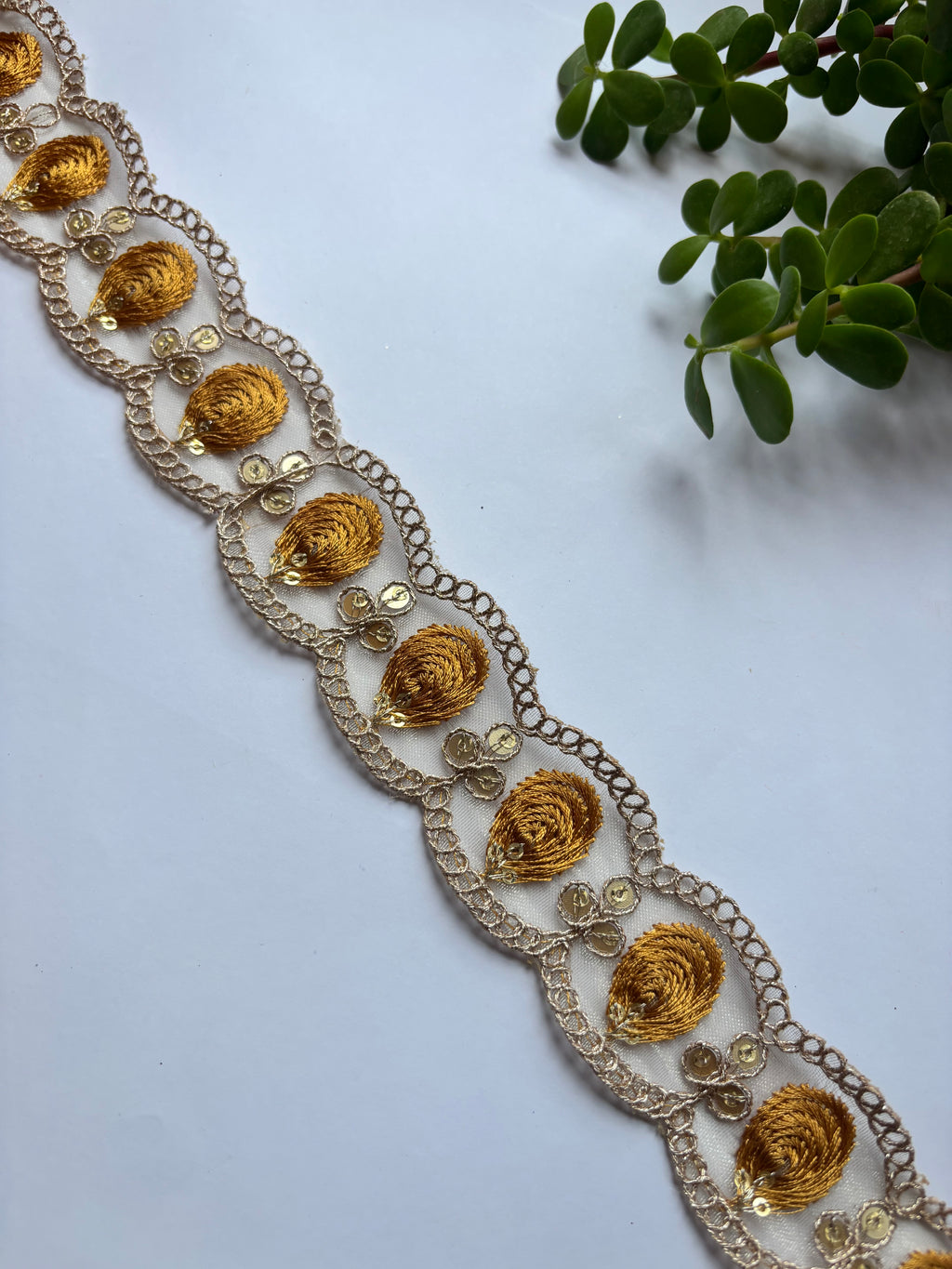 Embroidered Floral Zari Lace with Sequin Accents