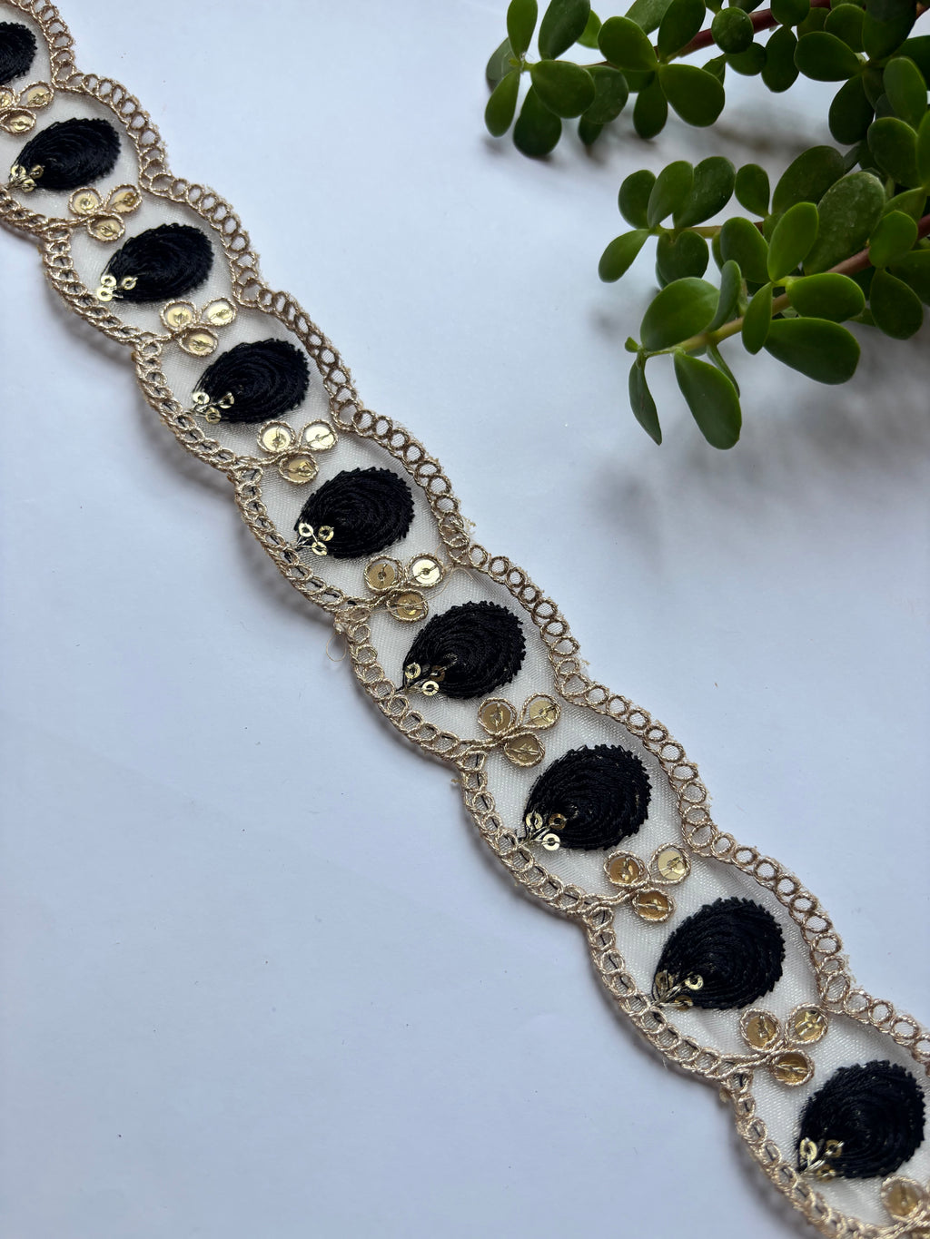 Embroidered Floral Zari Lace with Sequin Accents