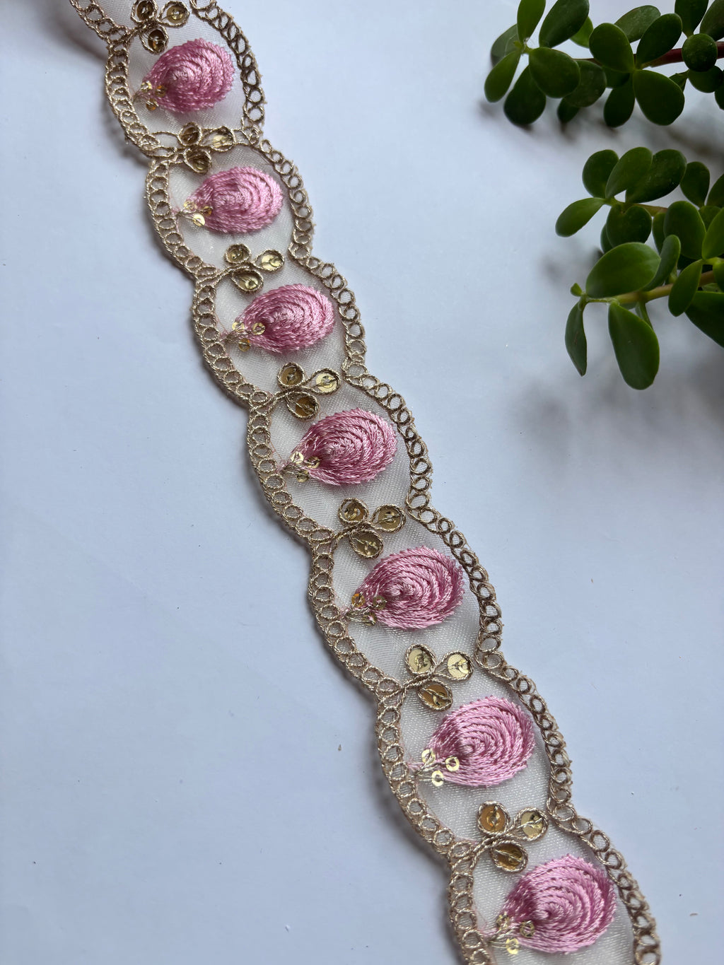Embroidered Floral Zari Lace with Sequin Accents