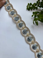 Embroidered Floral Zari Lace with Sequin Accents