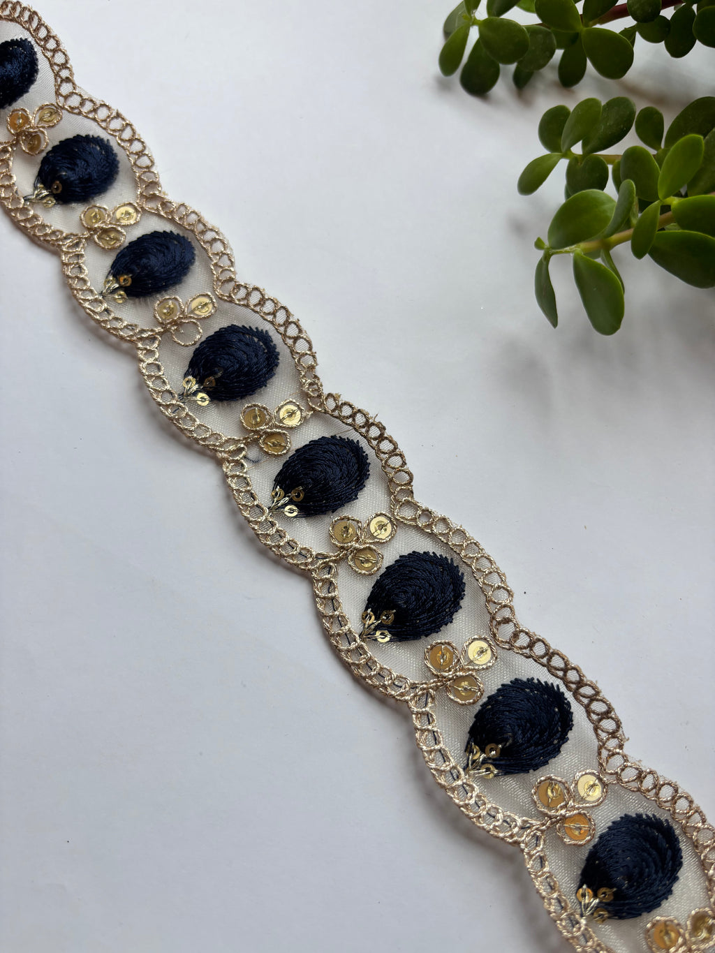 Embroidered Floral Zari Lace with Sequin Accents