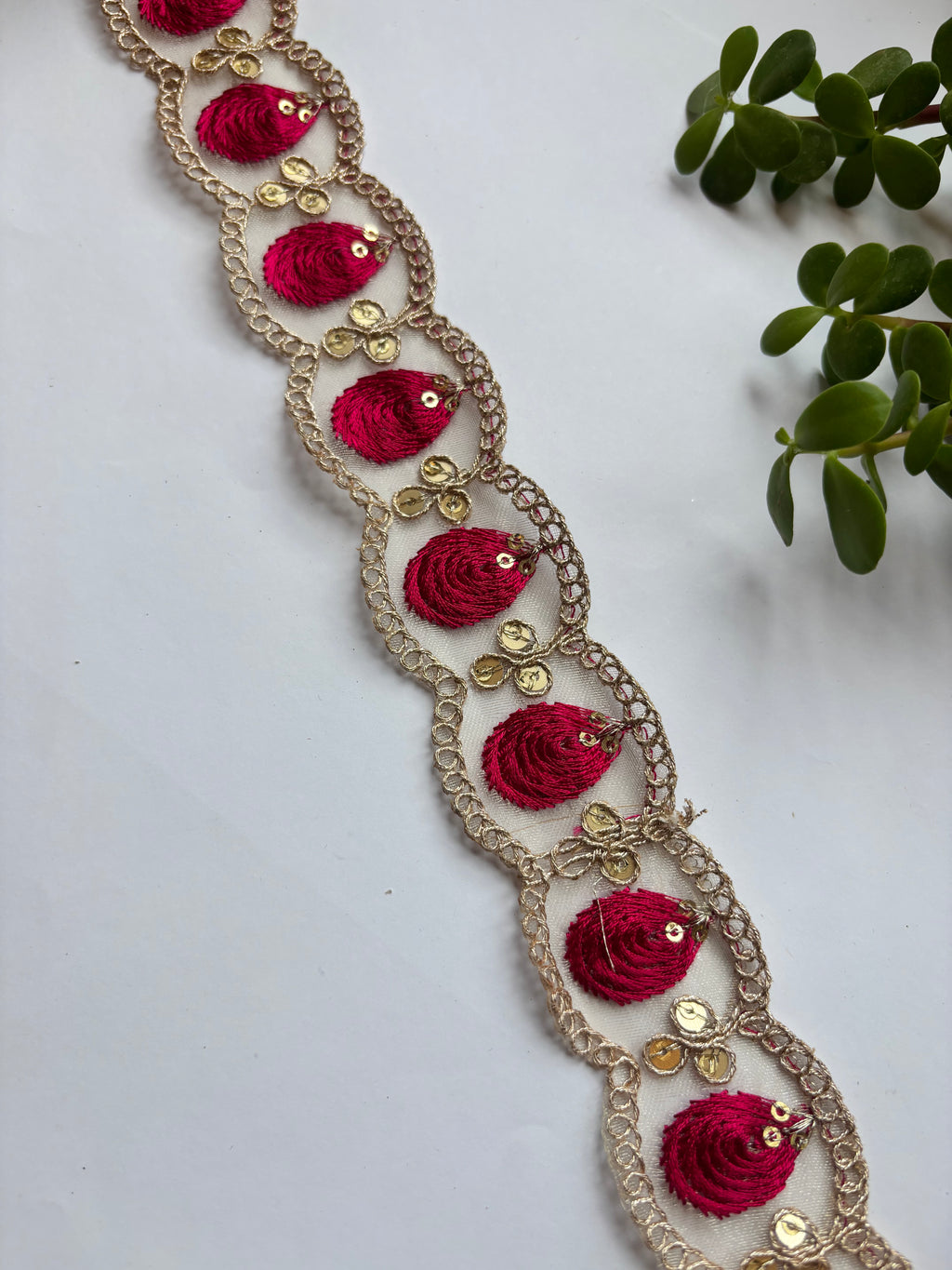 Embroidered Floral Zari Lace with Sequin Accents