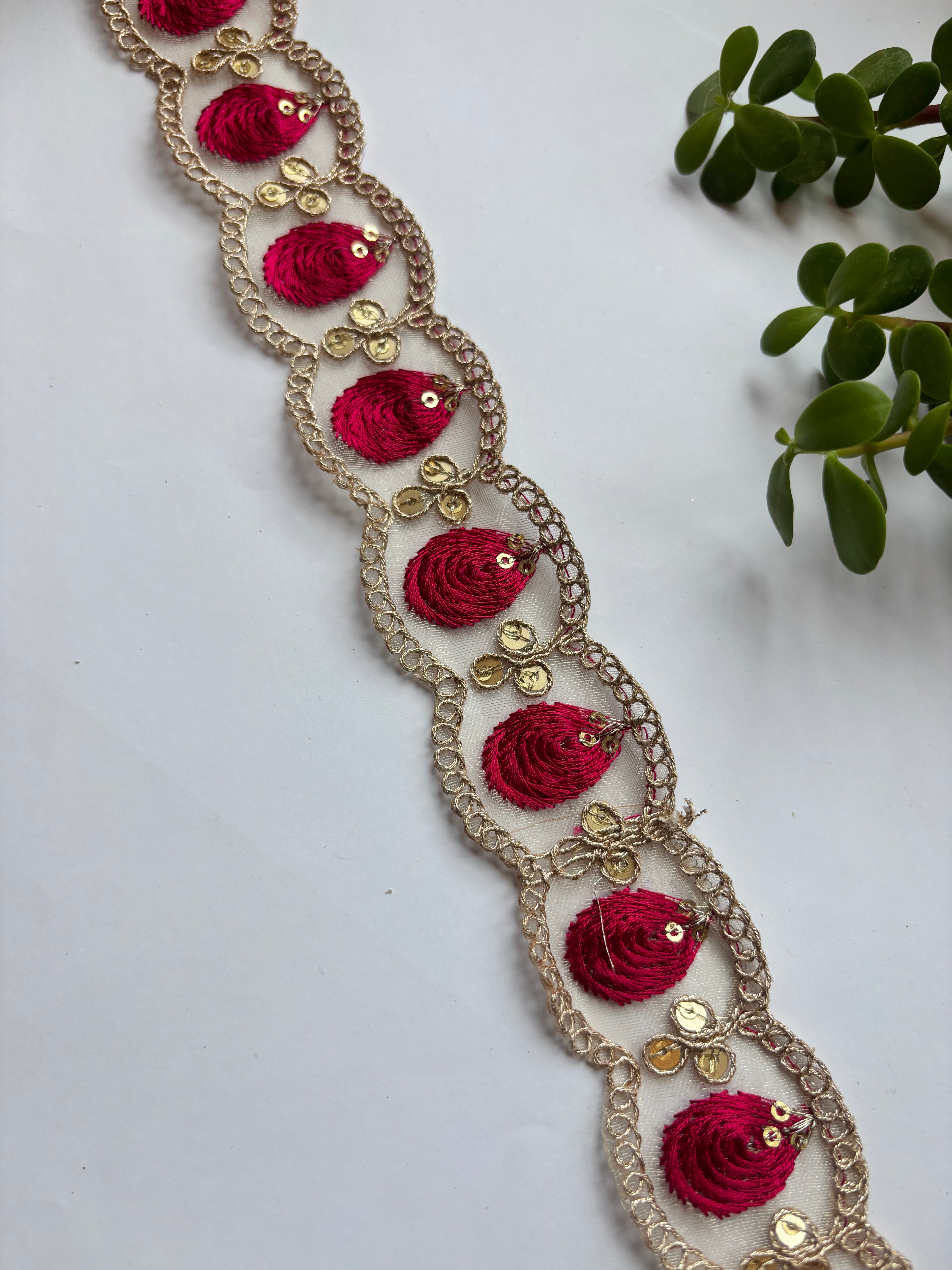 Embroidered Floral Zari Lace with Sequin Accents