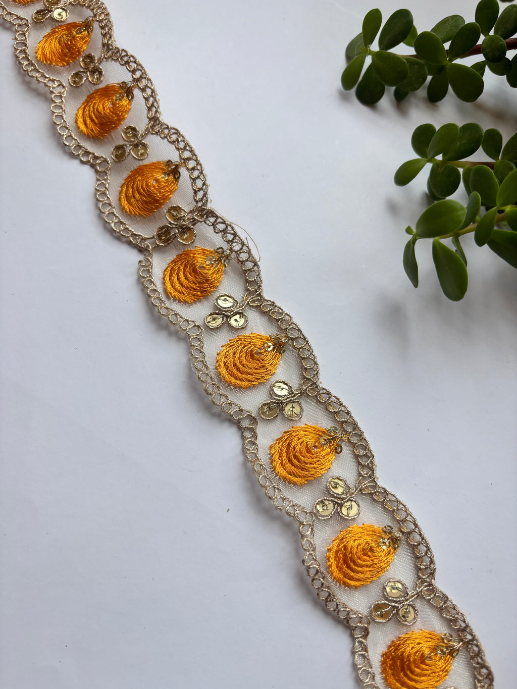 Embroidered Floral Zari Lace with Sequin Accents