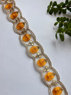 Embroidered Floral Zari Lace with Sequin Accents