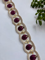 Embroidered Floral Zari Lace with Sequin Accents