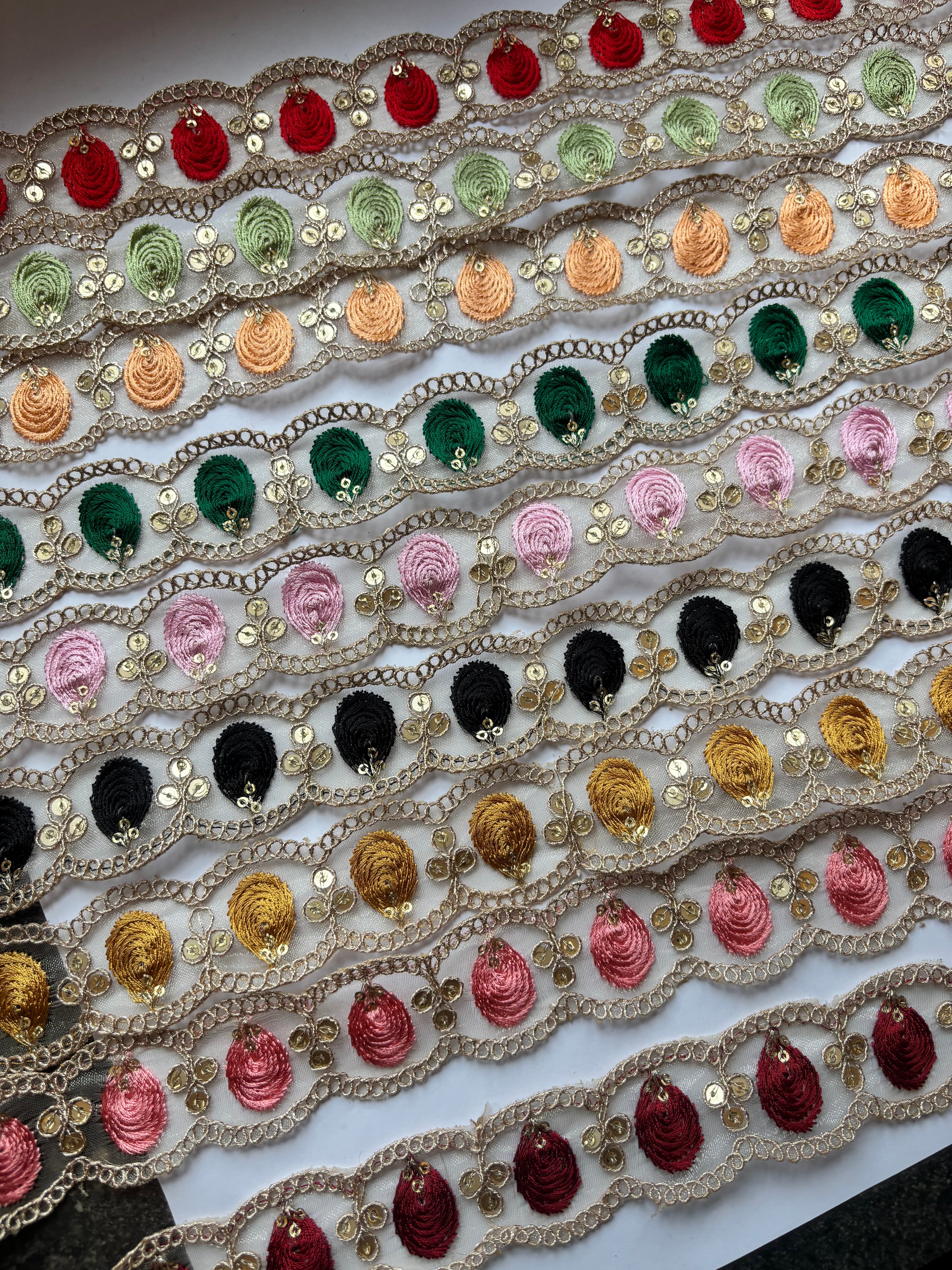 Embroidered Floral Zari Lace with Sequin Accents
