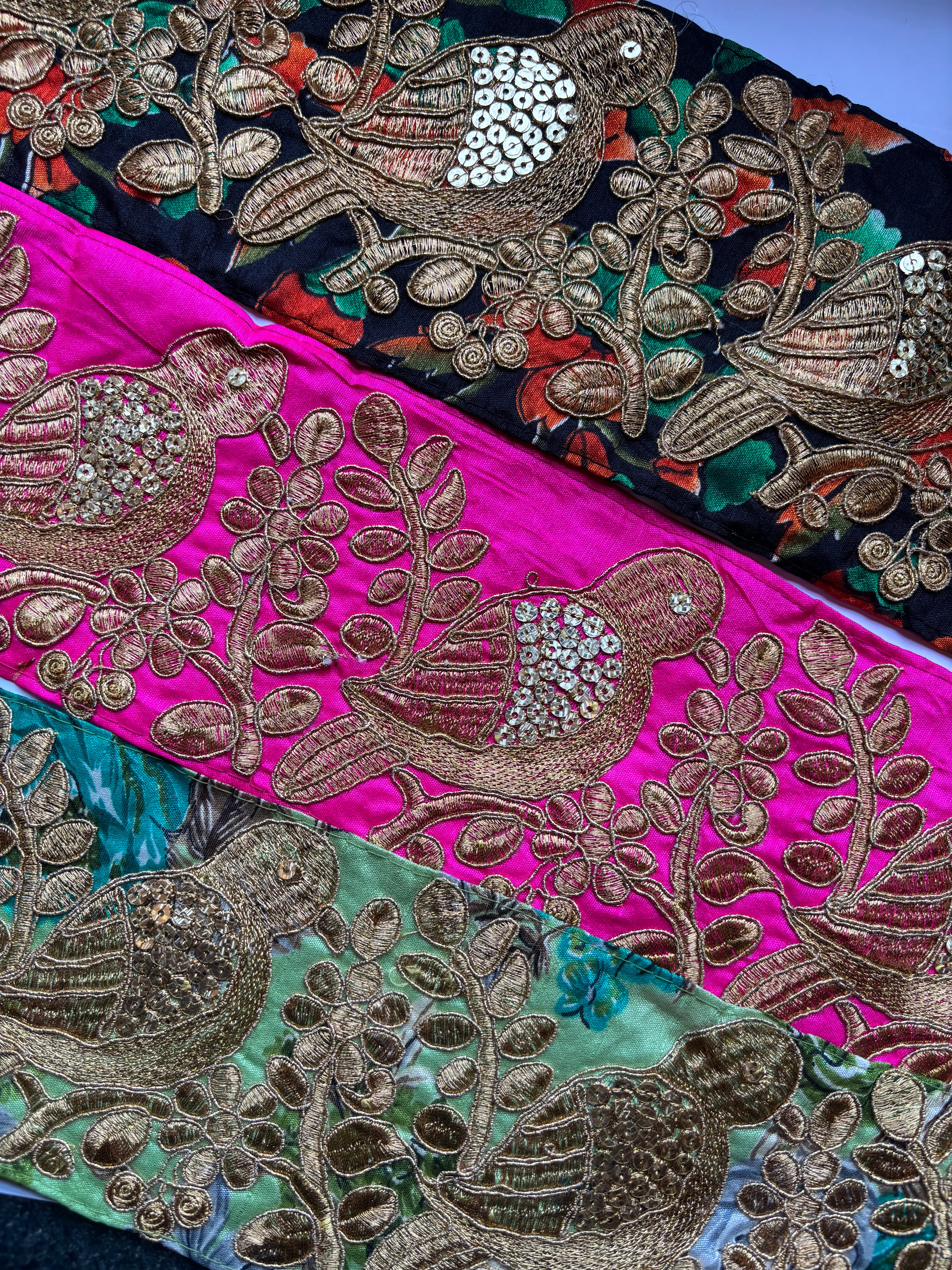 Hand-Embroidered Zardozi Bird & Floral Border Lace