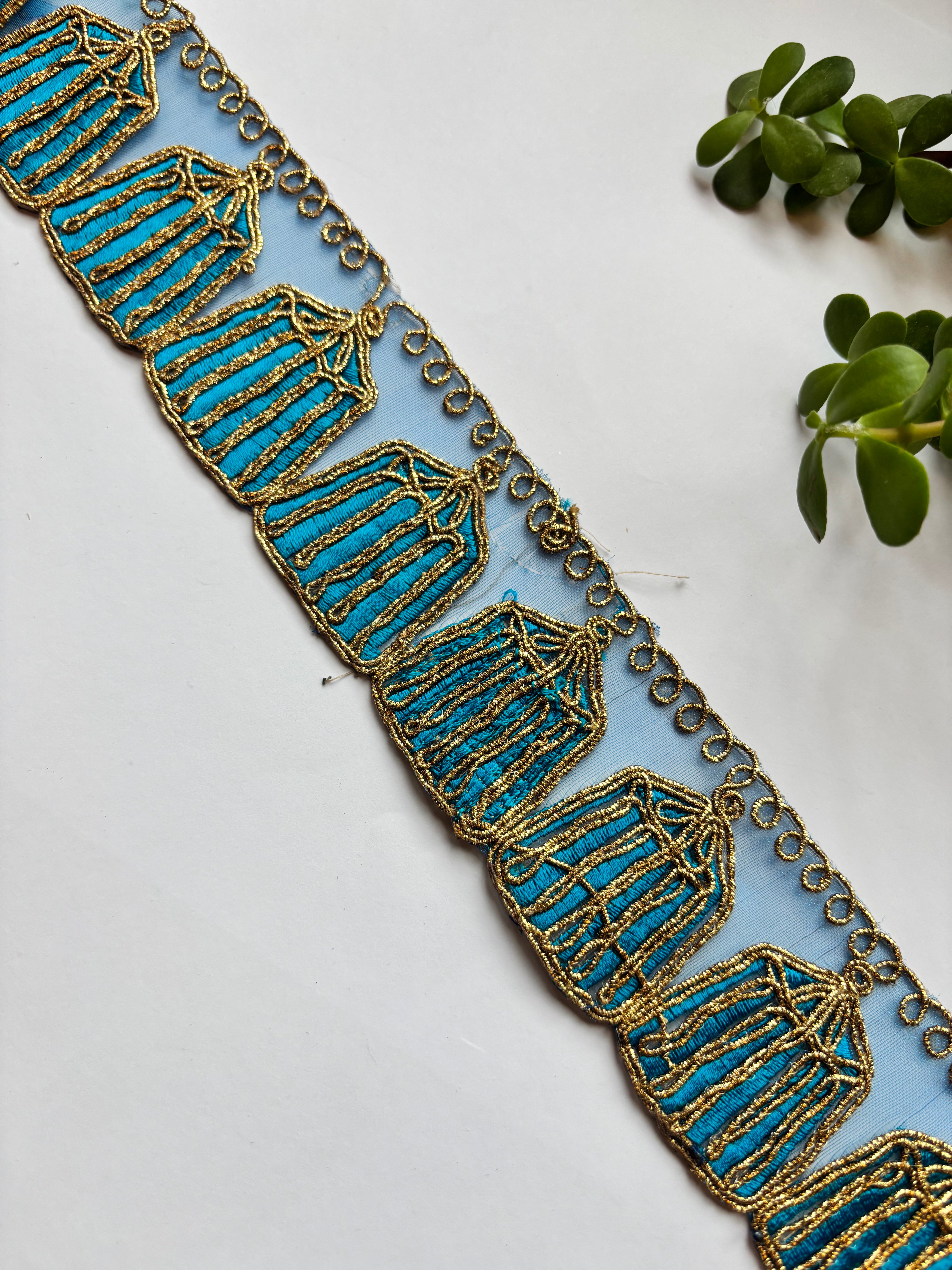Ornate Cage-Motif Zari Lace