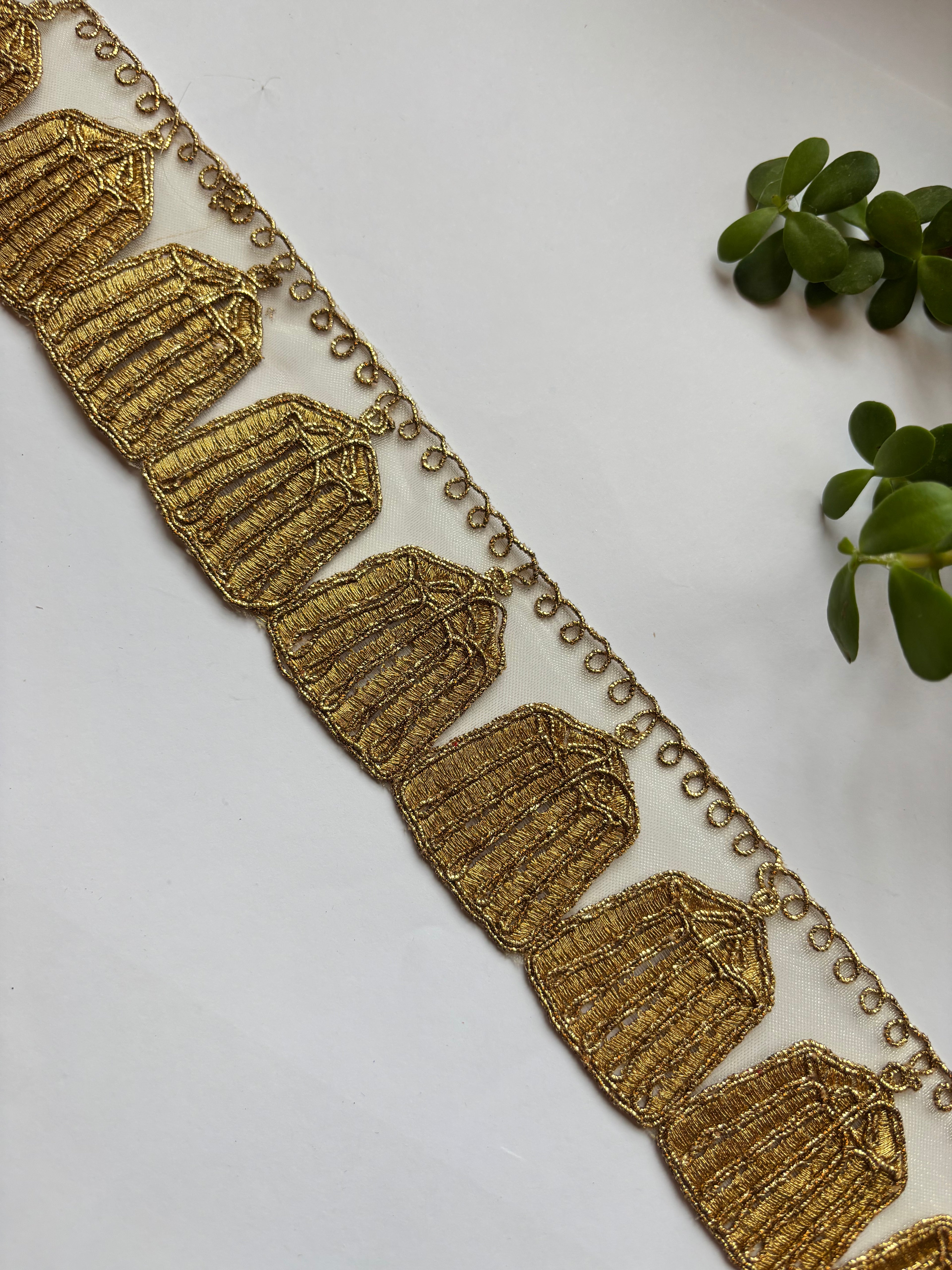 Ornate Cage-Motif Zari Lace