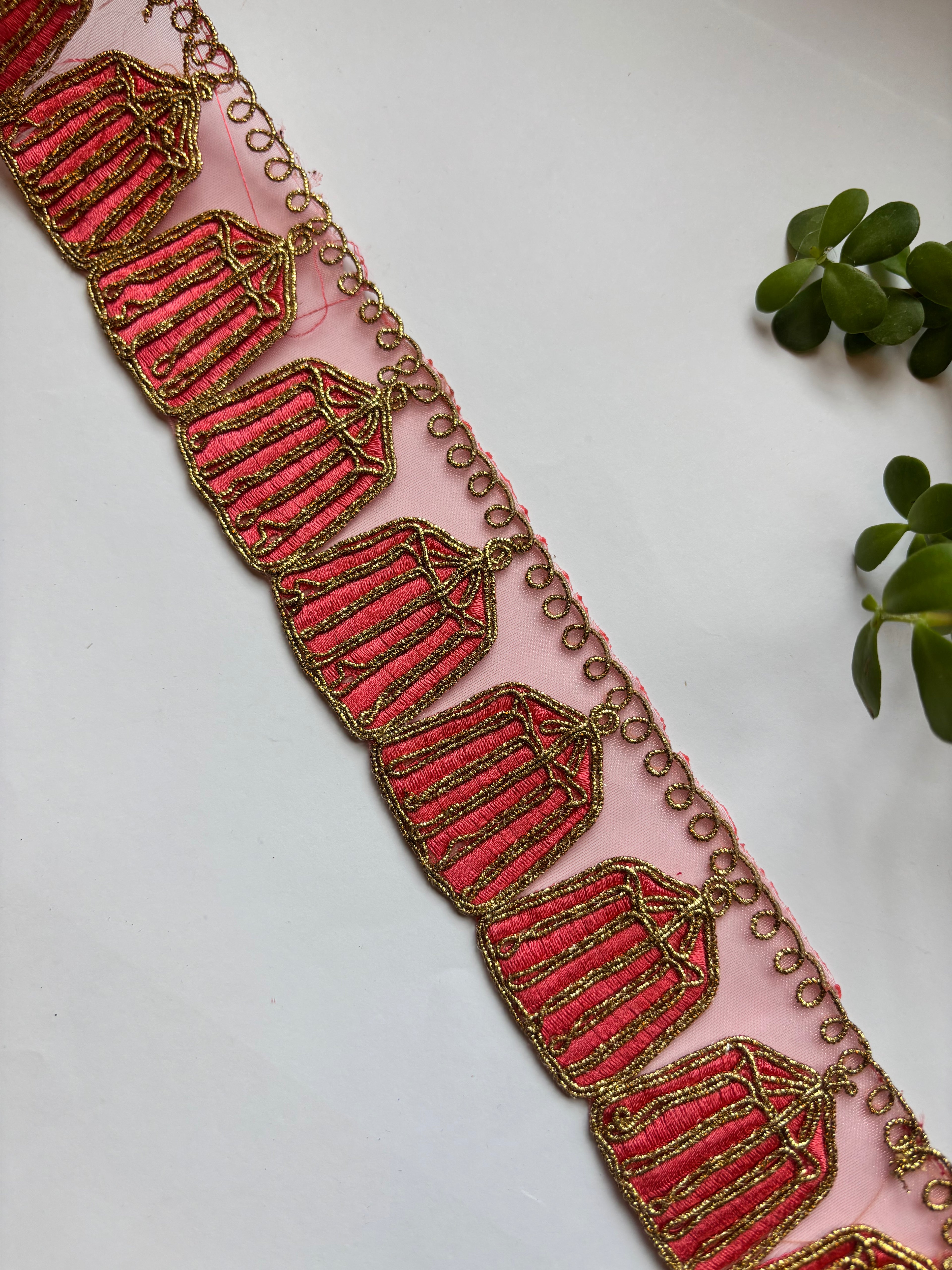 Ornate Cage-Motif Zari Lace