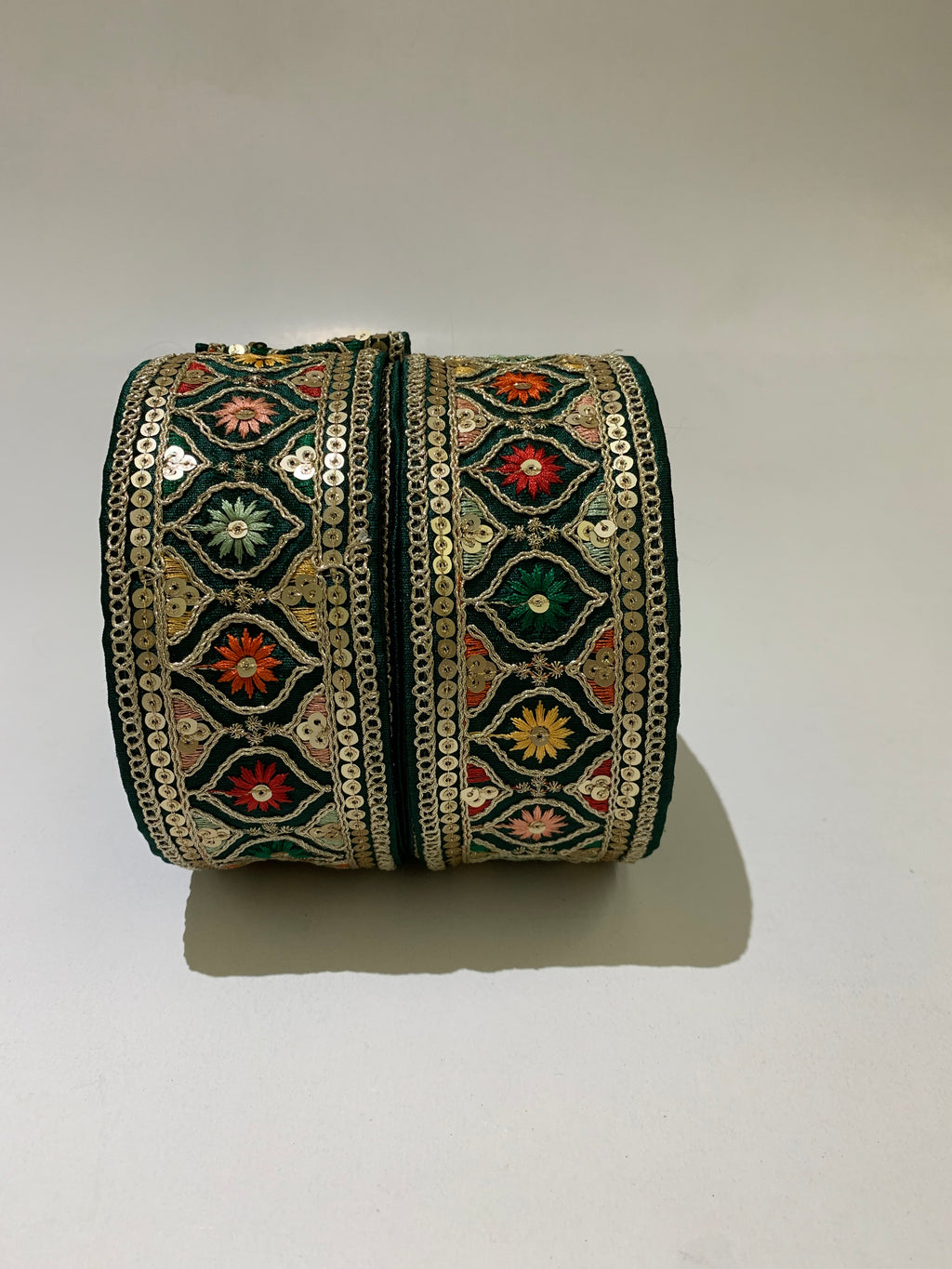 Multi-Color Floral Sequin Trim with Zari Embroidery