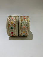 Multi-Color Floral Sequin Trim with Zari Embroidery