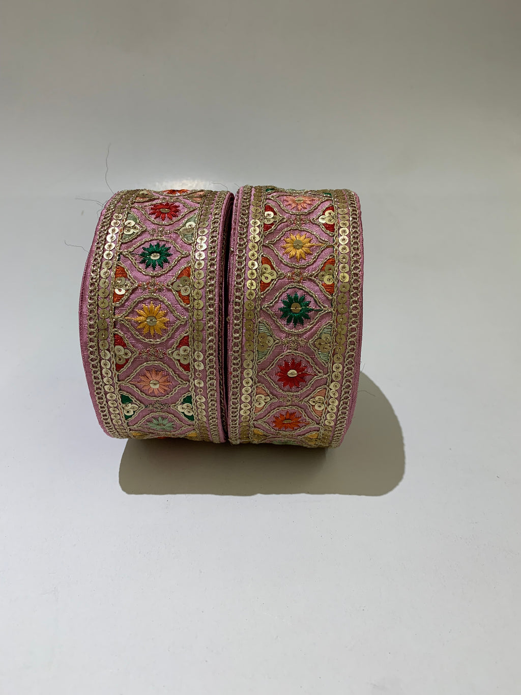 Multi-Color Floral Sequin Trim with Zari Embroidery