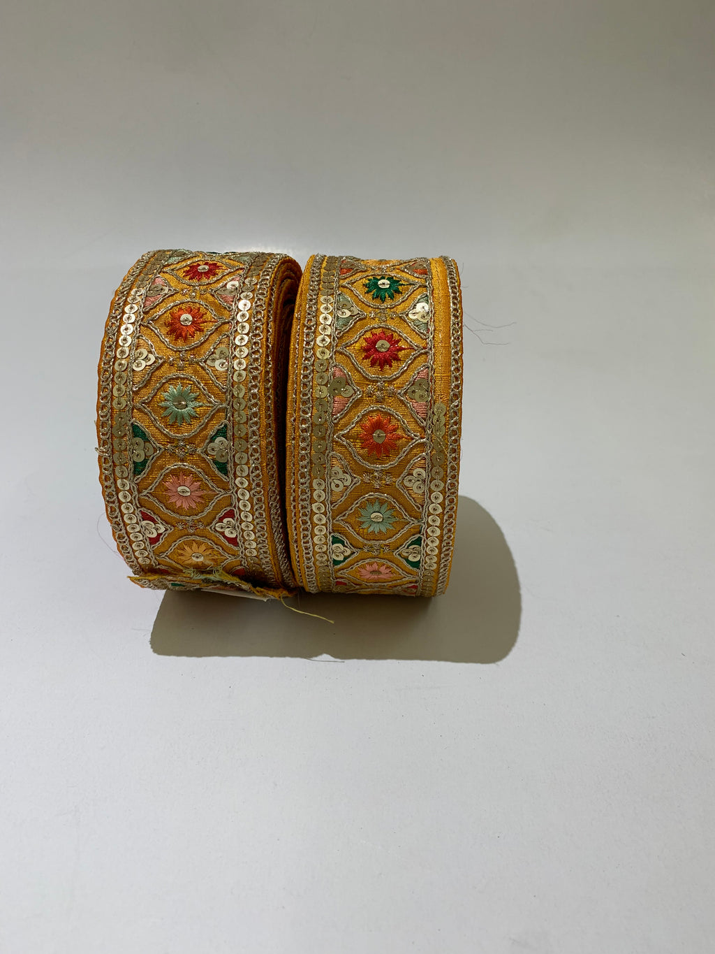 Multi-Color Floral Sequin Trim with Zari Embroidery
