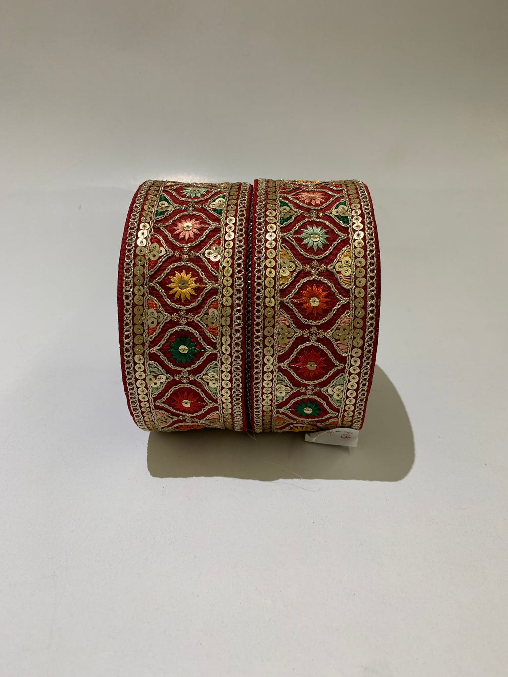 Multi-Color Floral Sequin Trim with Zari Embroidery