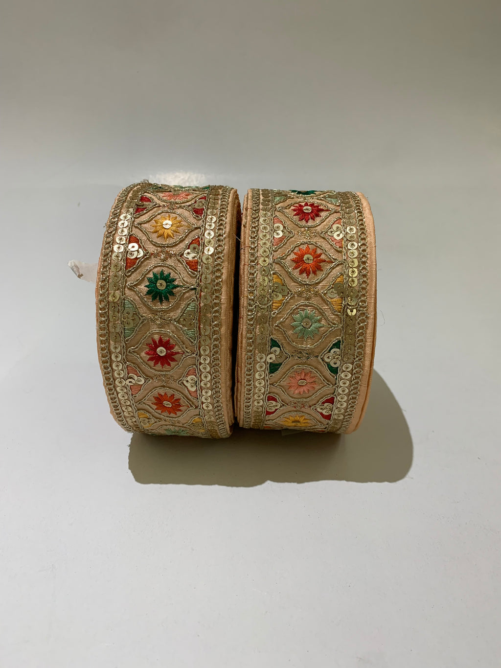 Multi-Color Floral Sequin Trim with Zari Embroidery