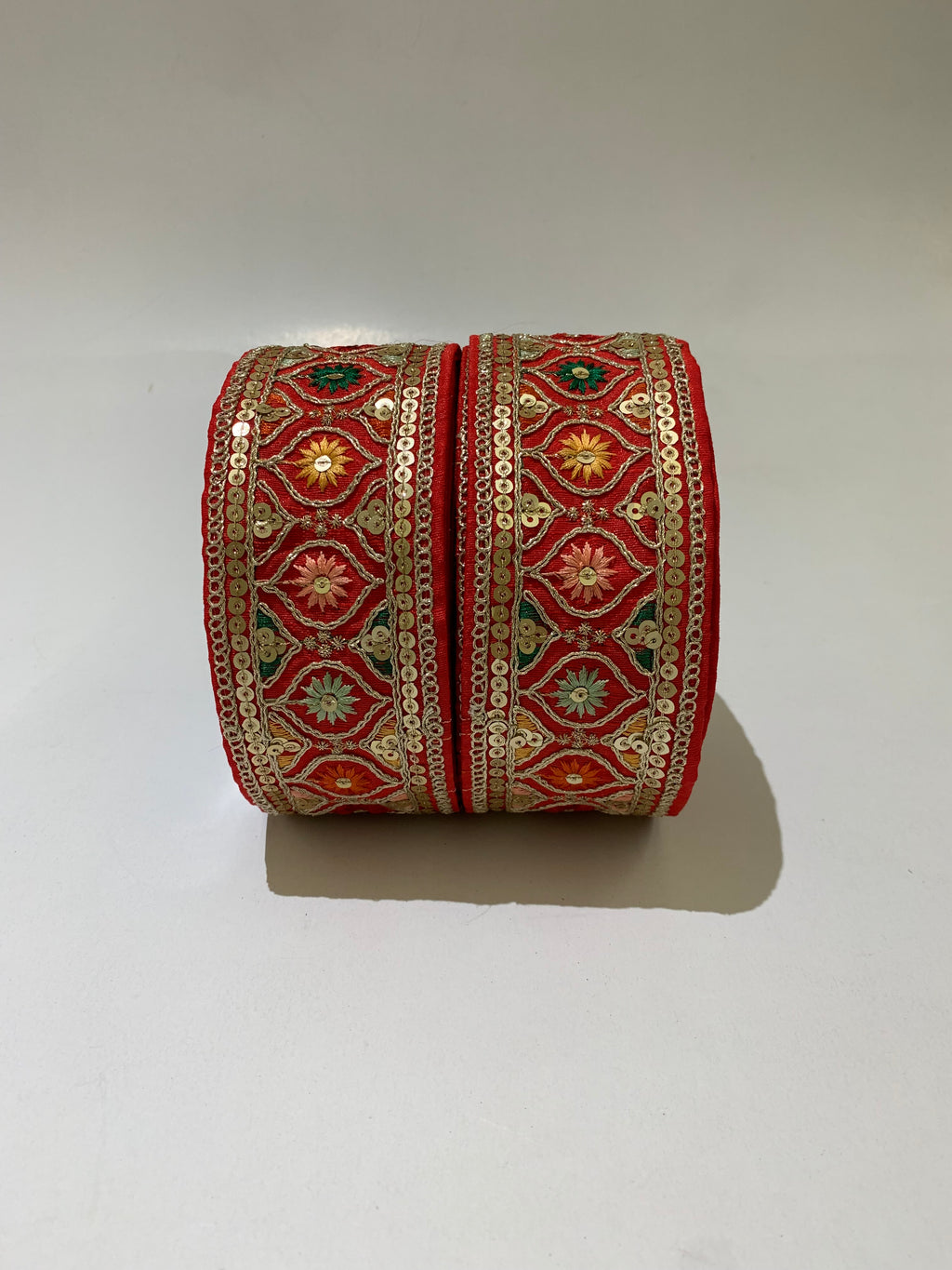 Multi-Color Floral Sequin Trim with Zari Embroidery