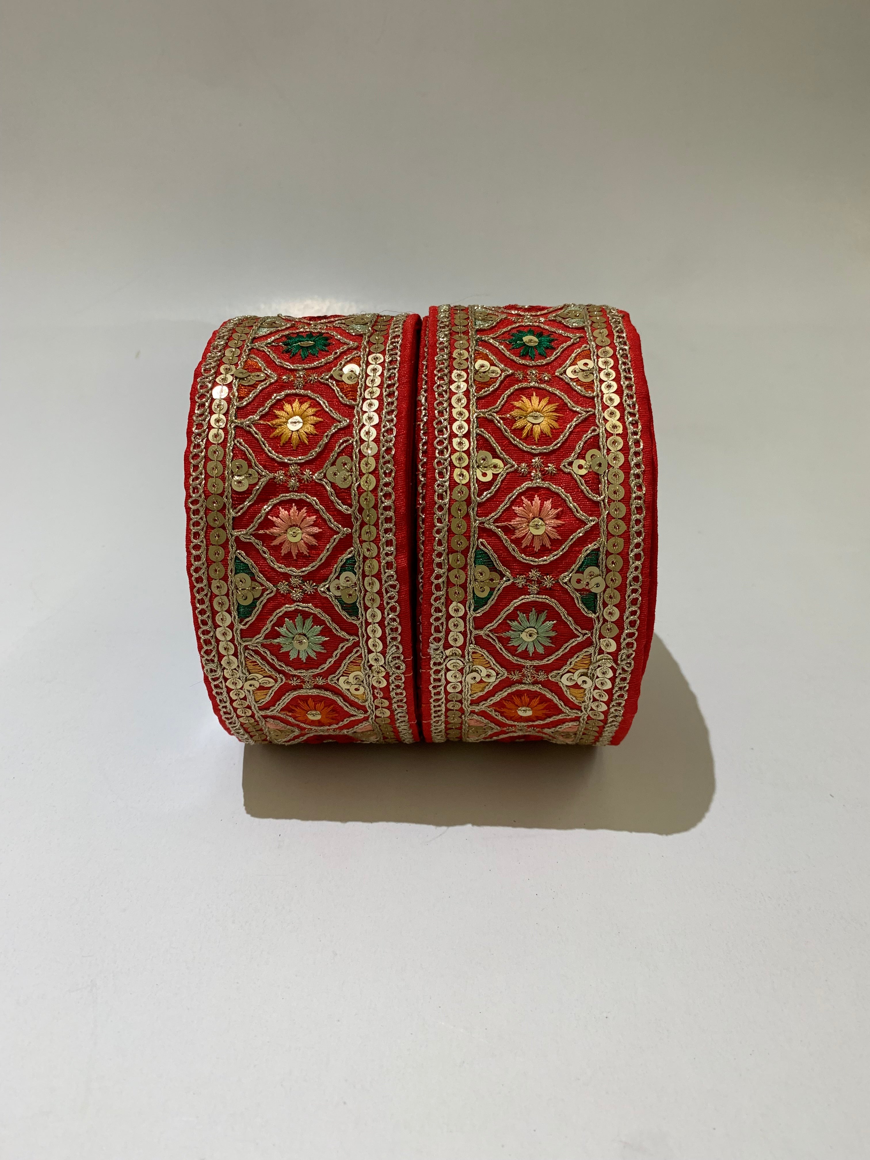 Multi-Color Floral Sequin Trim with Zari Embroidery