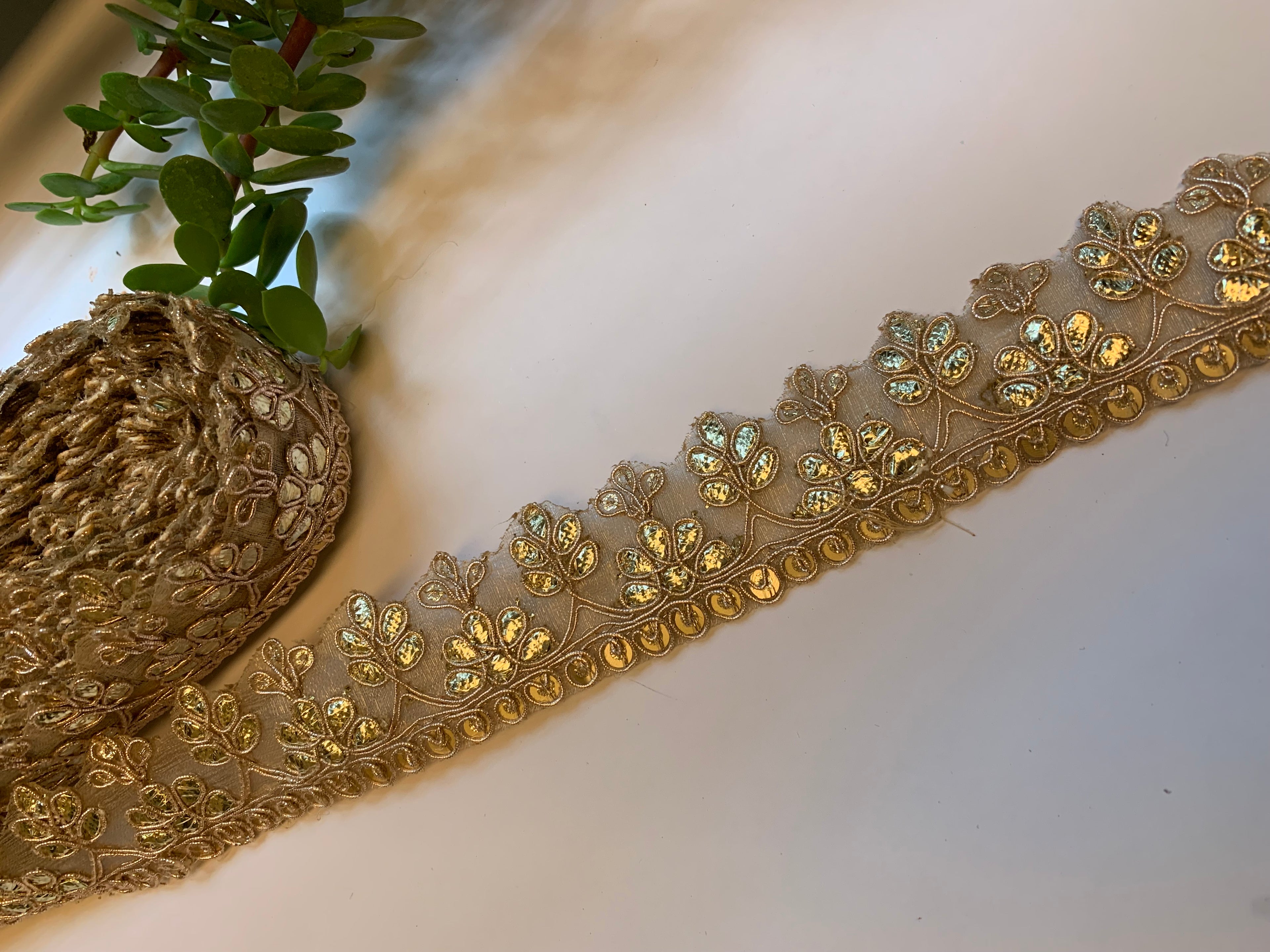 Rose Gold Zardozi Sequin Lace