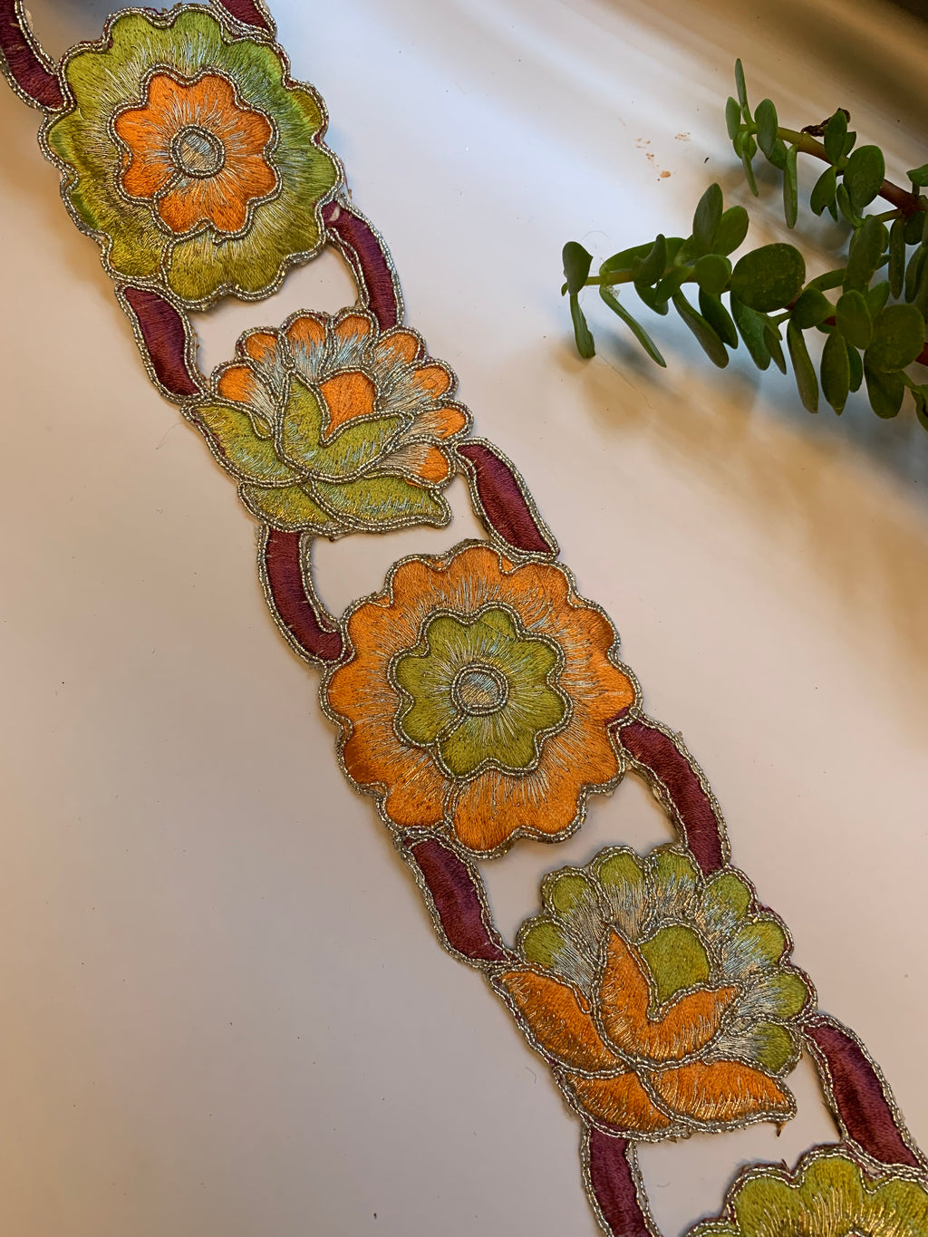 Embroidered Floral Scalloped Trim Ribbon