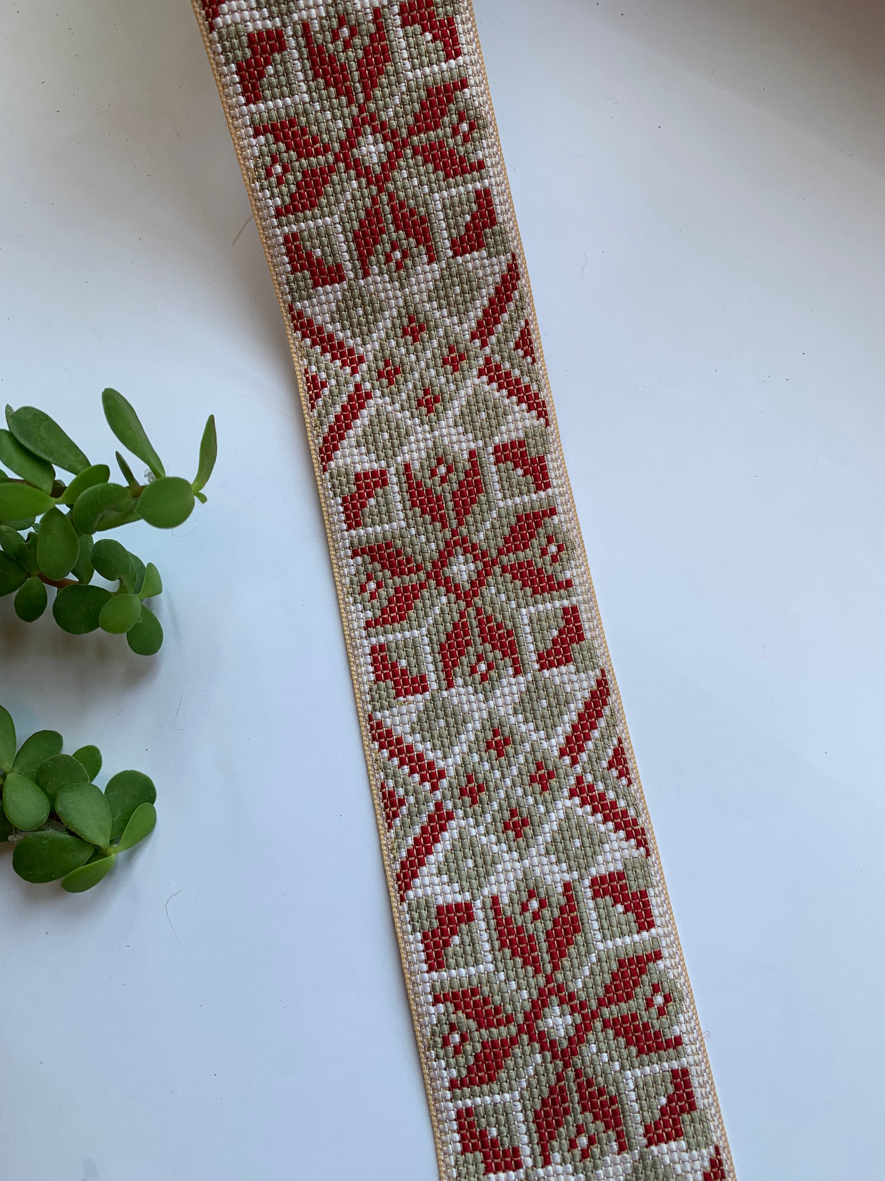 Geometric Cross-Stitch Embroidered Ribbon Trim