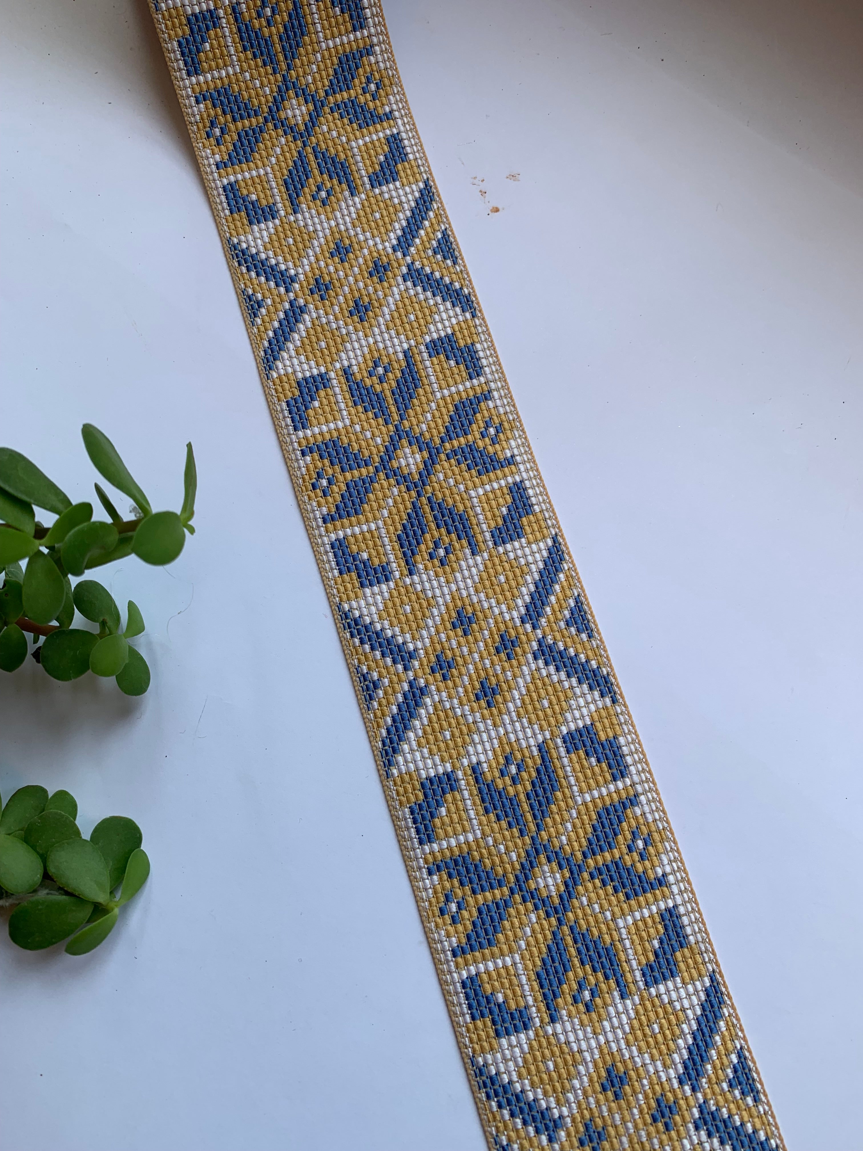 Geometric Cross-Stitch Embroidered Ribbon Trim