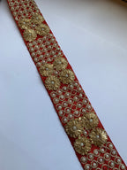 Traditional Zardozi & Pearl Floral Lace Trim