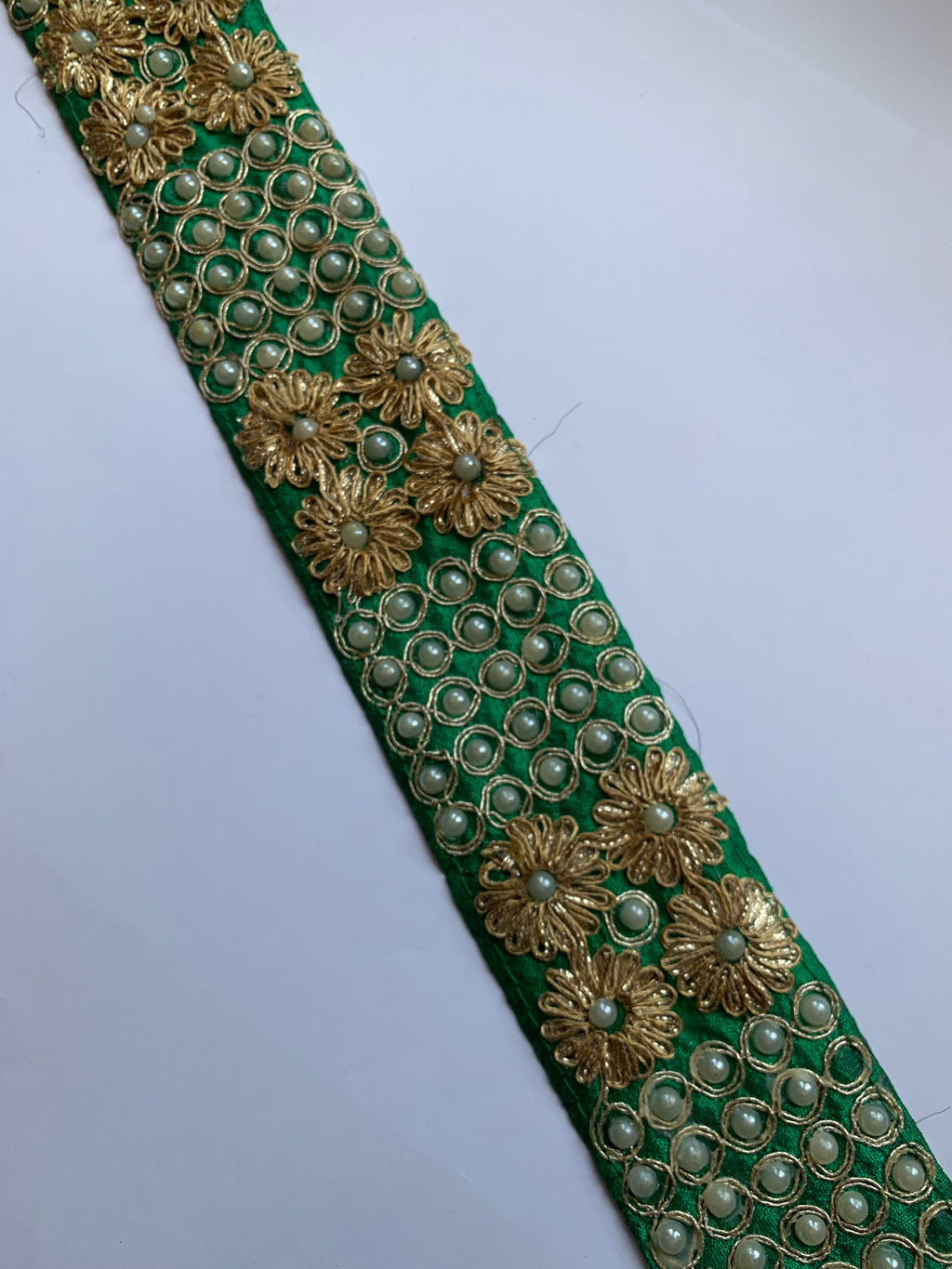 Traditional Zardozi & Pearl Floral Lace Trim