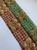 Traditional Zardozi & Pearl Floral Lace Trim