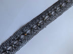 Floral Lace Trim with Sparkling Sequin Accents - Versatile Braided Mesh Embroidery