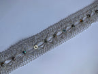 Floral Lace Trim with Sparkling Sequin Accents - Versatile Braided Mesh Embroidery