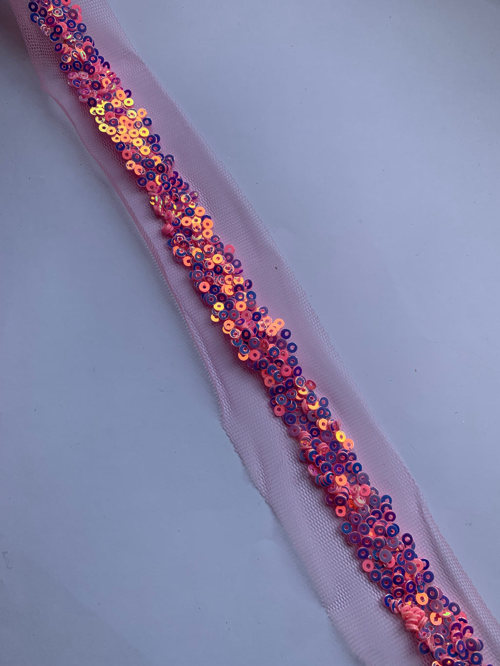 Sparkling Iridescent Sequin Embroidery on Soft Tulle Net Lace