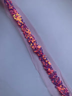 Sparkling Iridescent Sequin Embroidery on Soft Tulle Net Lace