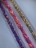 Sparkling Iridescent Sequin Embroidery on Soft Tulle Net Lace