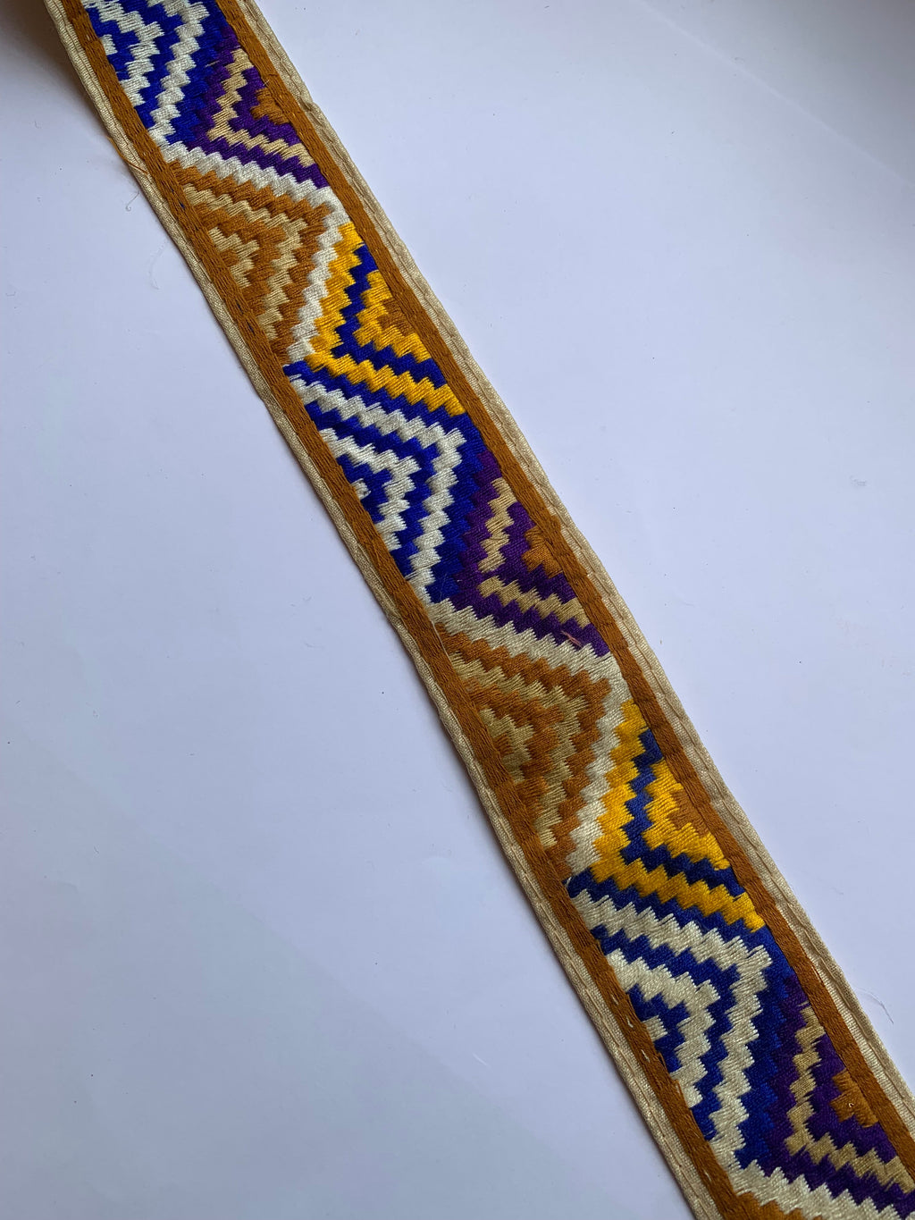 Tribal Geometric Phulkari Style Embroidered Trim