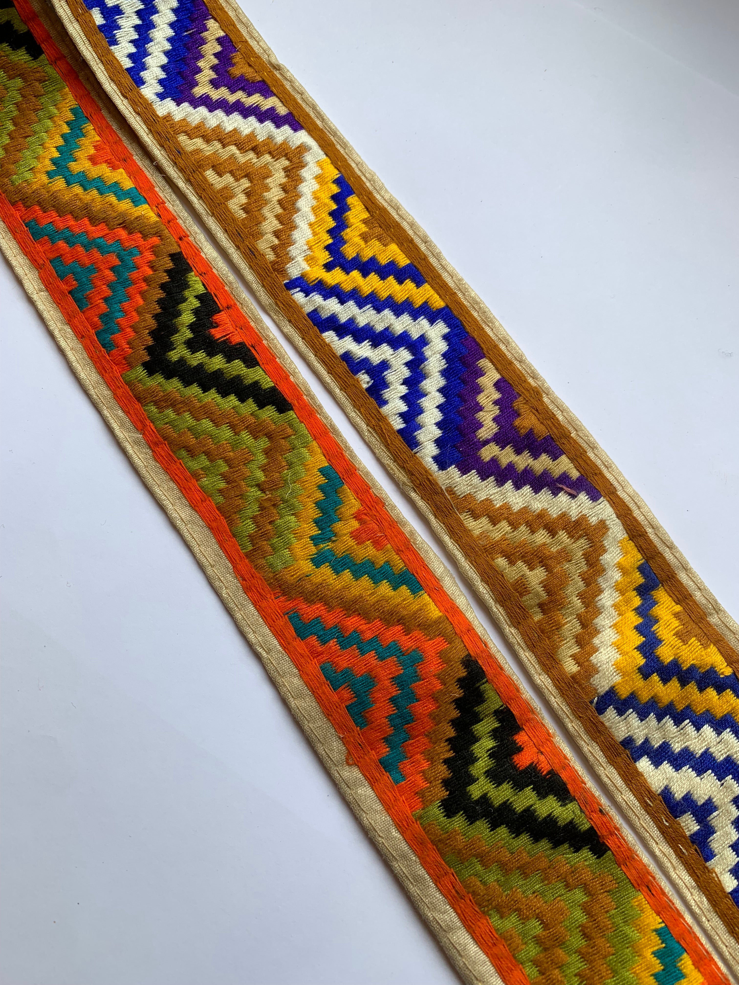 Tribal Geometric Phulkari Style Embroidered Trim
