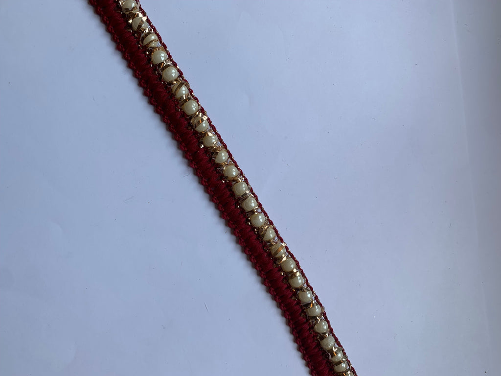 Handcrafted Pearl and Zari Braided Border Trim for Home Decor and Crafts