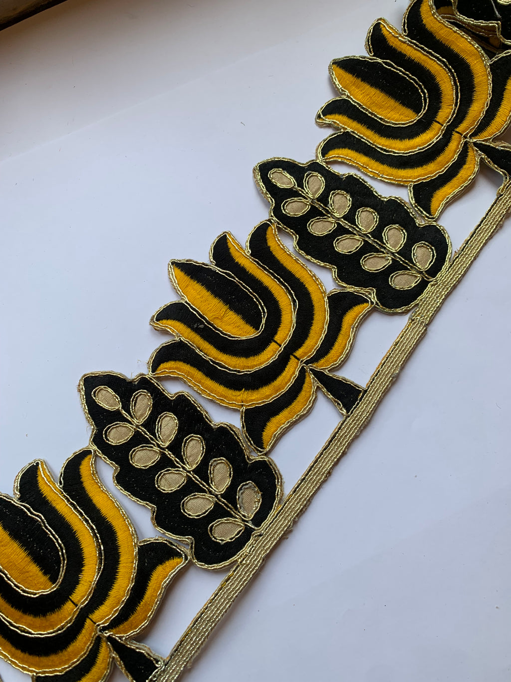 Traditional Indian Zardozi and Gota Patti Embroidered Floral Trim