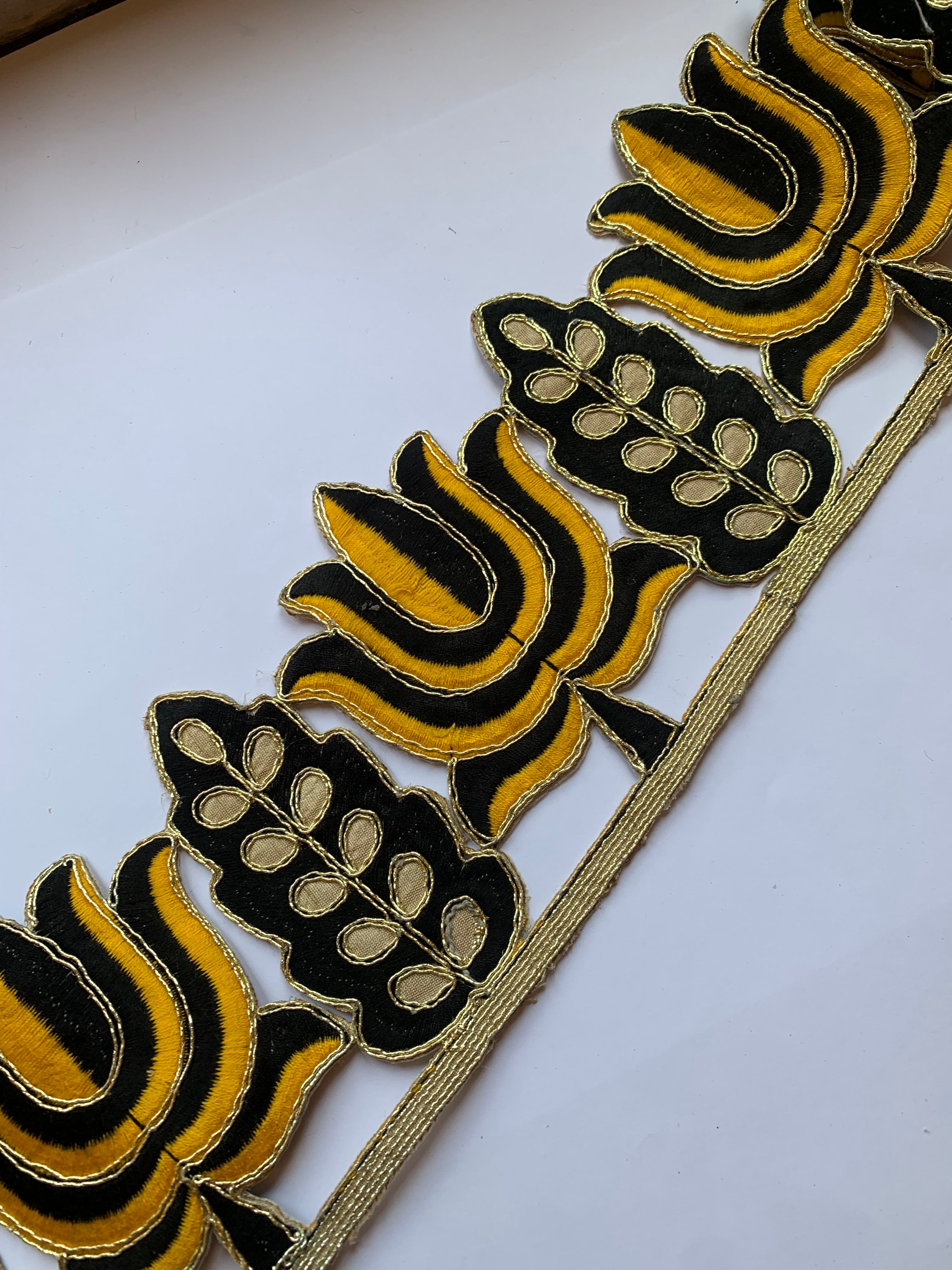 Traditional Indian Zardozi and Gota Patti Embroidered Floral Trim