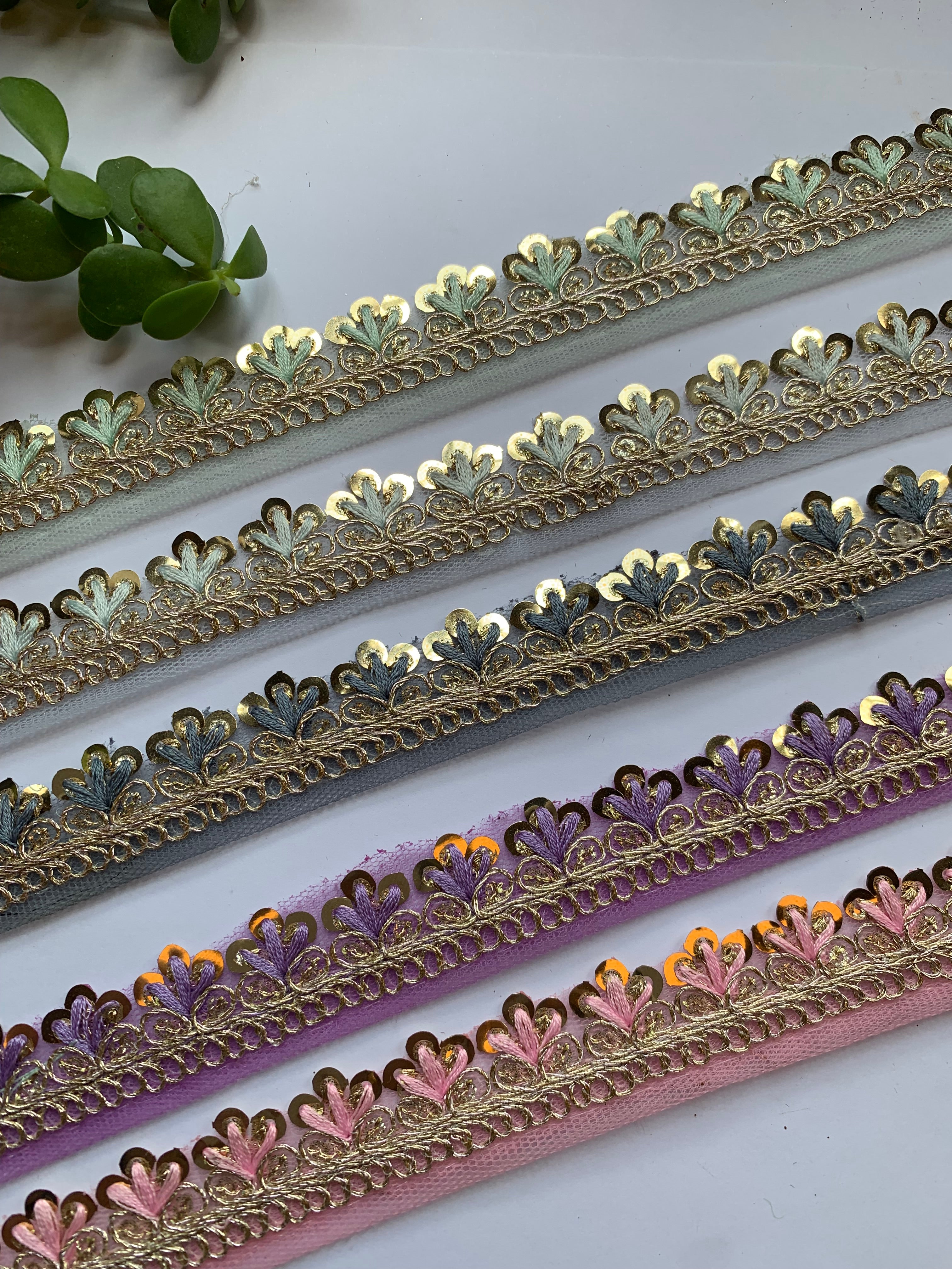 Scalloped Sequin Zari Lace Trim Collection