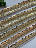 Scalloped Sequin Zari Lace Trim Collection