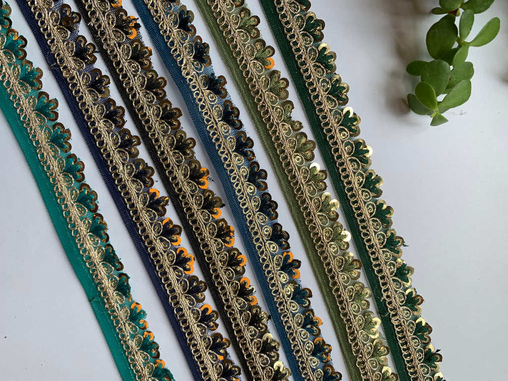Scalloped Sequin Zari Lace Trim Collection