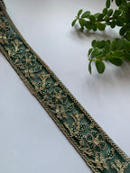Multi-Color Floral Embroidered Net Lace Trim with Zari Work