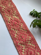 Premium Geometric Diamond & Floral Embroidered Cotton Lace Trim