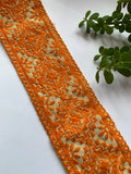 Premium Geometric Diamond & Floral Embroidered Cotton Lace Trim