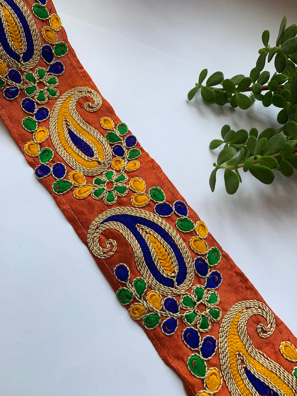 Premium Multicolored Paisley & Floral Embroidered Silk Lace Trim