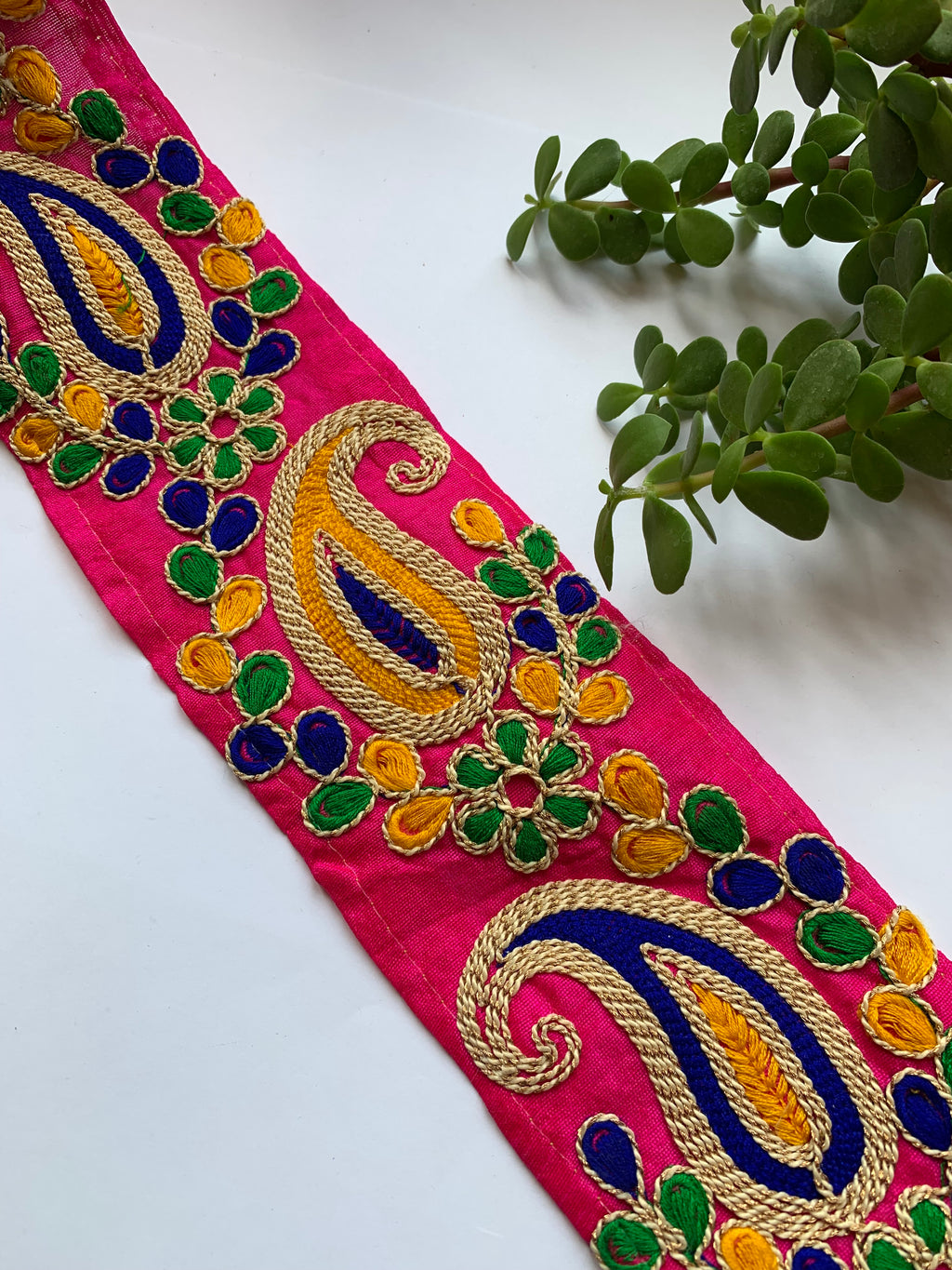 Premium Multicolored Paisley & Floral Embroidered Silk Lace Trim