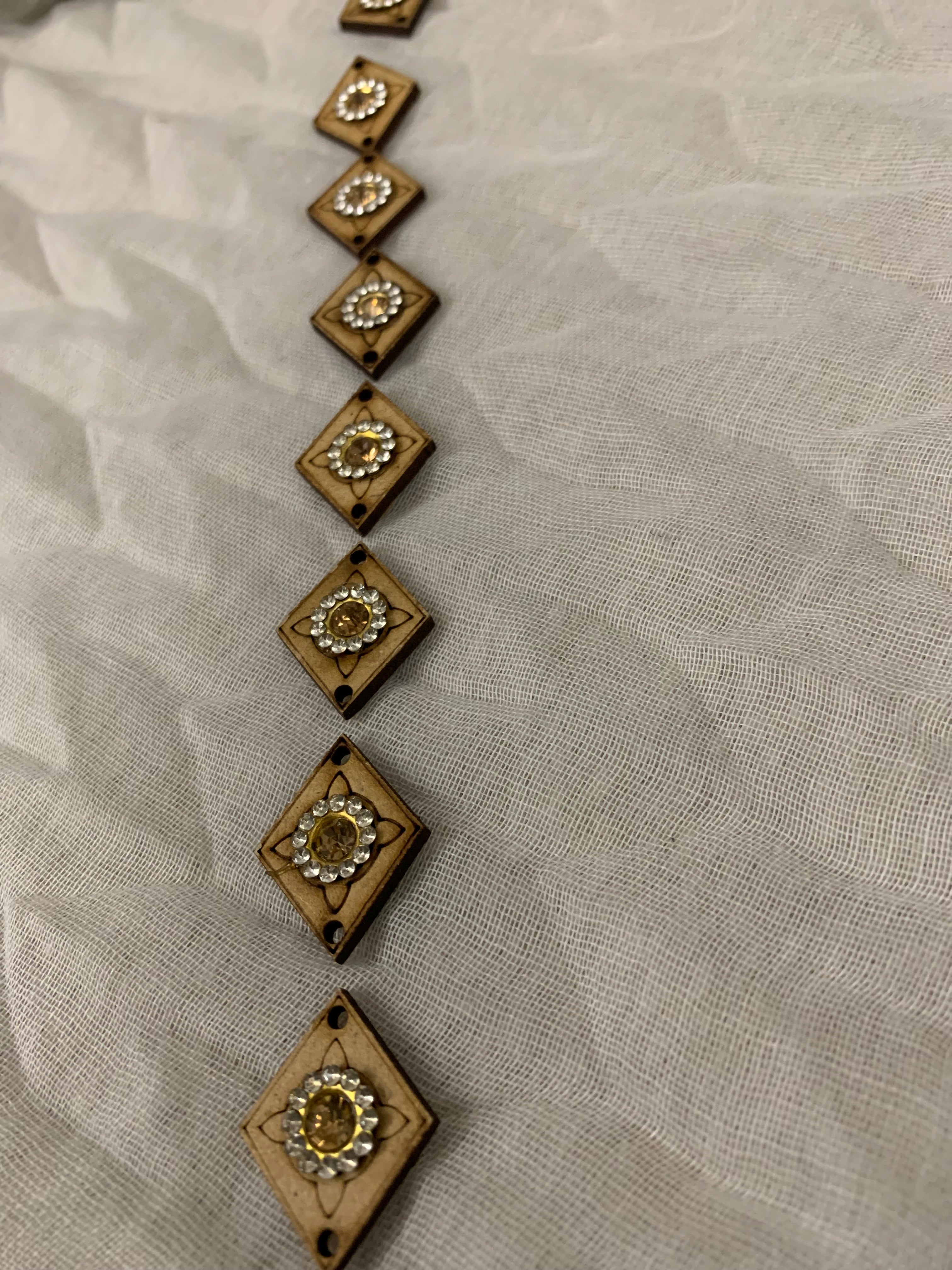 Wooden & Rhinestone Diamond Buttons