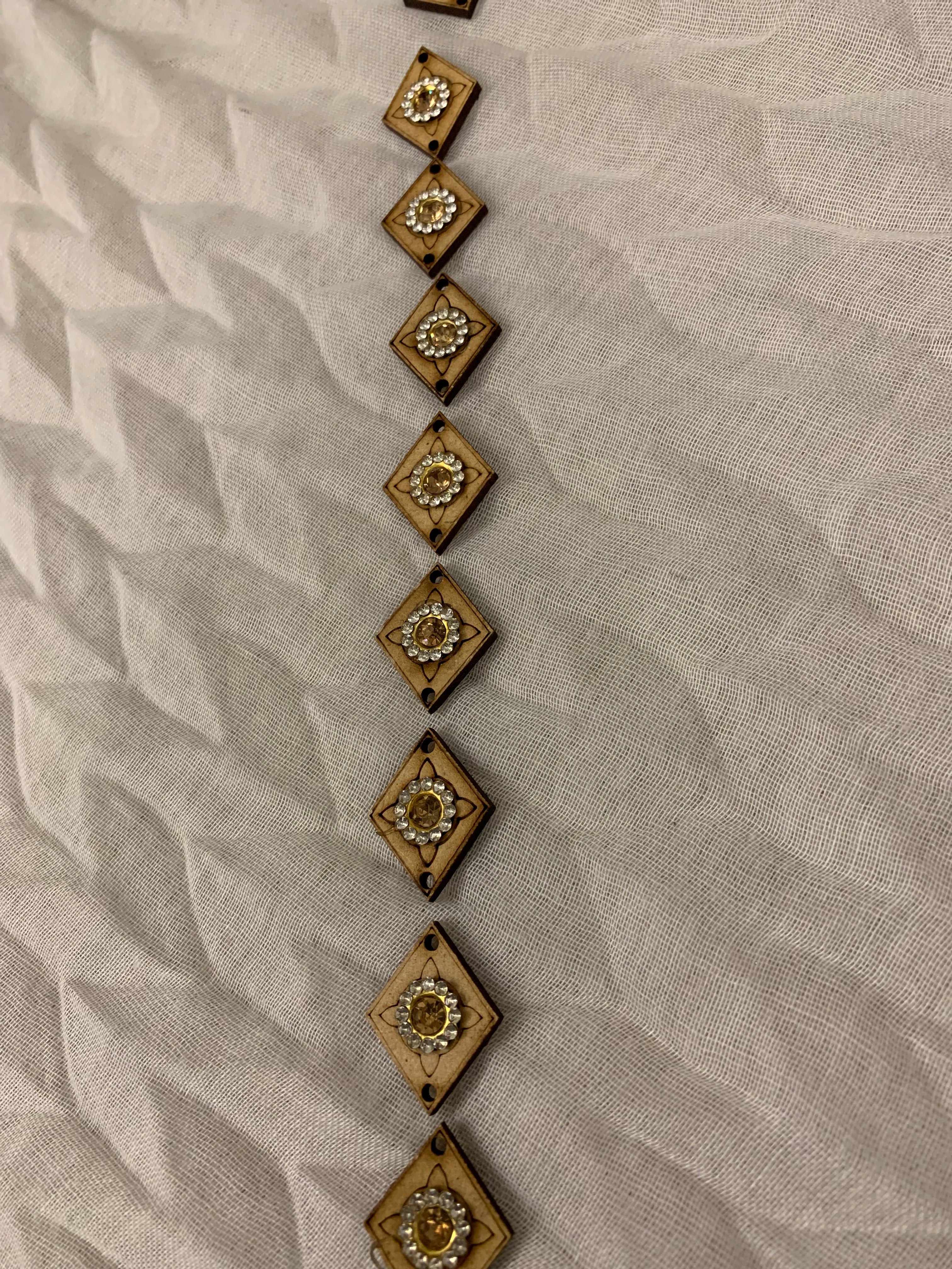Wooden & Rhinestone Diamond Buttons